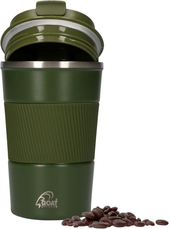 Roestvrijstalen Mok - To Go Beker - Warme Dranken - Lekvrije Dop - 380 ml - Groen