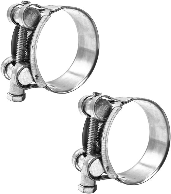 Roestvrijstalen Slangklemmen Set van 2, Hinge Bolt Klemmen 29-31 mm voor Tuinslangen, Zwembadslangen en Uitlaatgassen