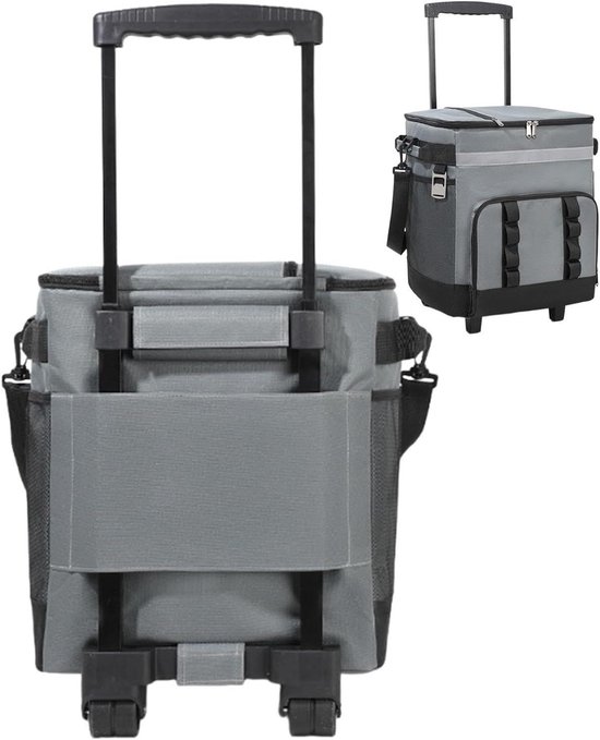 Rolkoelbox - Koeltas op wielen - Outdoor avonturen - Waterdichte coating - 35 liter - Donkergrijs