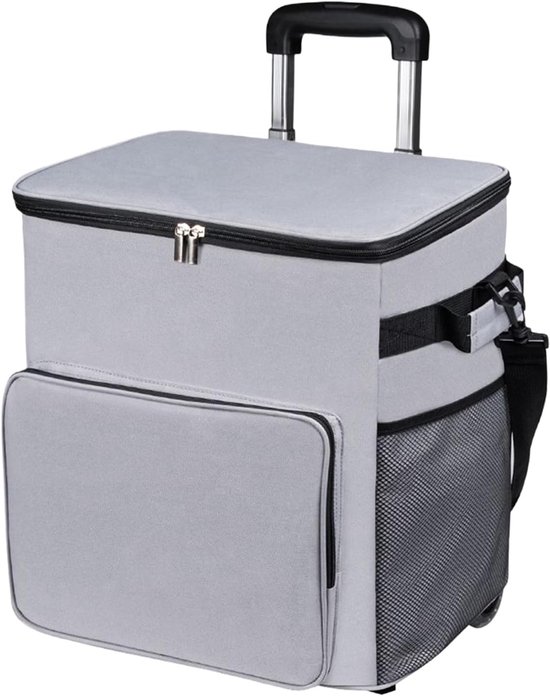 Rollende Koelbox - Koeltas Trolley - Outdoor Picknicks - Waterdichte Isolatie - 35 Liter Capaciteit - Grijs van Merkloos