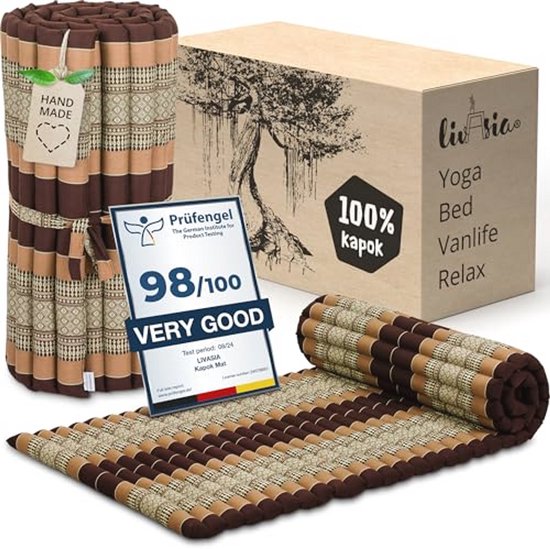 Rolmat voor enkelbed 200x75 cm - Handgemaakt kapok matras voor binnen en buiten van Merkloos