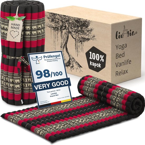 Rolmat voor Gastenbed en Outdoor Gebruik - 200x75x4,5 cm - Handgemaakt Kapokmat met Patroon - Ideaal voor Tuin en Balkon van Merkloos