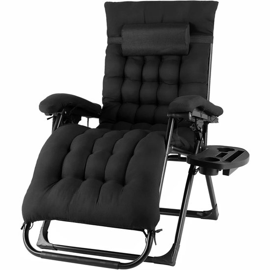 Rolu Tuinstoelen - Ligstoel Tuin - Verstelbare Tuinstoel - 160 × 69 × 80 CM - 8 CM Dik Kussen - 160 KG Draagvermogen - Ademend - Zwart van Rolu