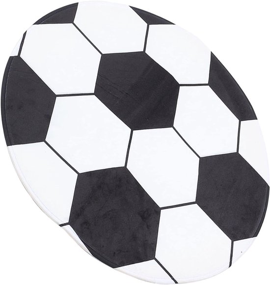 Rond voetbalkleed, 80 x 80 cm, zacht polyester voetbalkleed – beschermt houten vloeren tegen krassen van stoelen en geeft een sportieve uitstraling aan kinderkamers, speelkamers en woonkamers.
