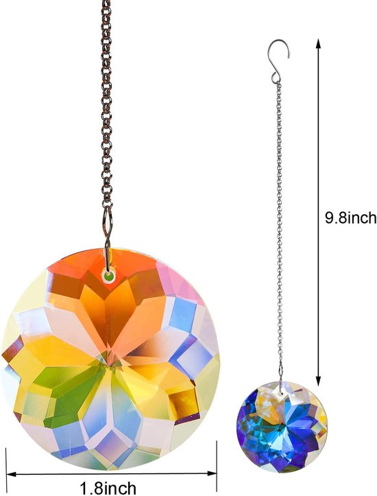 Ronde kristallen Suncatcher Prisma's Crystal Hanging Hanger Kroonluchter Rainbow Maker Window Suncatcher 2st van Merkloos