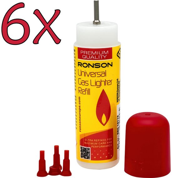 Ronson Universele Aanstekergas Mini Flesjes 18ml (6 stuks) van Merkloos
