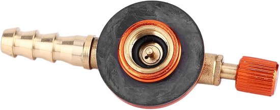 Ronte - Gasvuladapter voor Camping Gasflessen met Messing Aansluiting - Geschikt voor Outdoor Camping Fornuizen - Inclusief Rode Ingang met Binnendiameter 10MM - Uitgang Binnen 4MM en Buiten 9MM