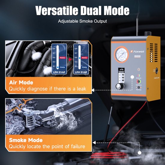 Rookmachine Voor Auto's - Automotive Rookmachine Met Ingebouwde Luchtpomp - EVAP Lekdetectie - 12V Voeding - 2,35 kg - Voor Auto En Vrachtwagen