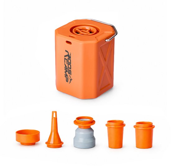 RoosCamp Air Master Cube Elektrische Luchtpomp – Mini Campingpomp met LED Lamp – 4.5 kPa – Voor Luchtbed, Slaapmat en Outdoor