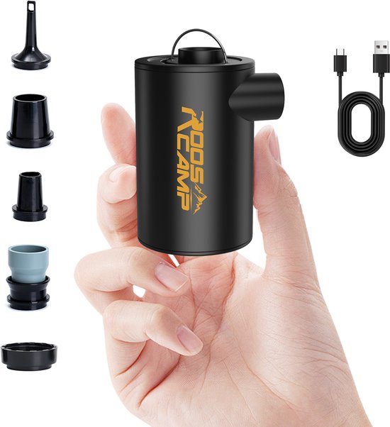 RoosCamp AirMaster Pro Elektrische Luchtpomp – Krachtige Campingpomp – Voor Luchtbed, Slaapmat en Outdoor – Oplaadbaar