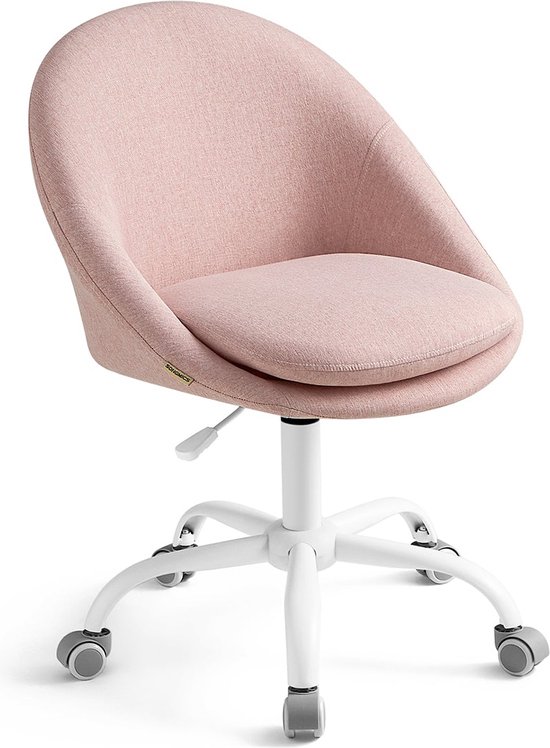 Rootz Draaistoel - Roze - Comfortabele zitting - Ergonomisch ontwerp - Stalen frame - Katoen-linnenmix - 60cm x 60cm x (80-90cm) van Rootz