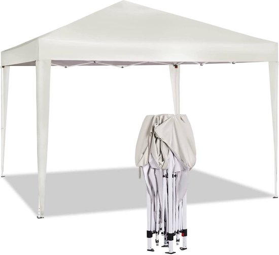 Rootz Gazebo Pop-Up Tent - Waterdichte Pagode - Zonbeschermingsluifel - UV- en regenscherm - Eenvoudige installatie - Verstelbare hoogte - 3m x 3m - Beige van Rootz
