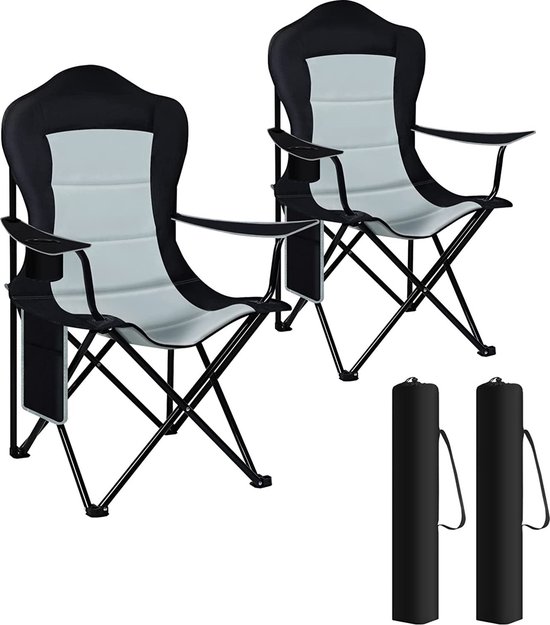 Rootz Ultralight klapstoel - Draagbare campingstoel - Buitenzitplaats - Duurzame 600D Oxford-stof - Comfortabele hoge rugleuning - Gemakkelijk op te bergen met bekerhouder - 84 cm x 110 cm x 62 cm van Rootz