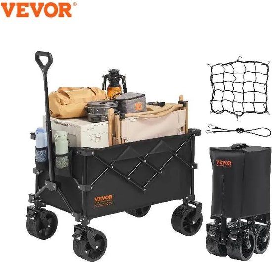 Roroa Bolderkar - Bolderkar Opvouwbaar - Trolley op wieltjes - Multifunctioneel en Verstelbare Handgreep - 205 kg Laadvermogen - Zwart - 132 cm x 56 cm x 106 cm van Roroa