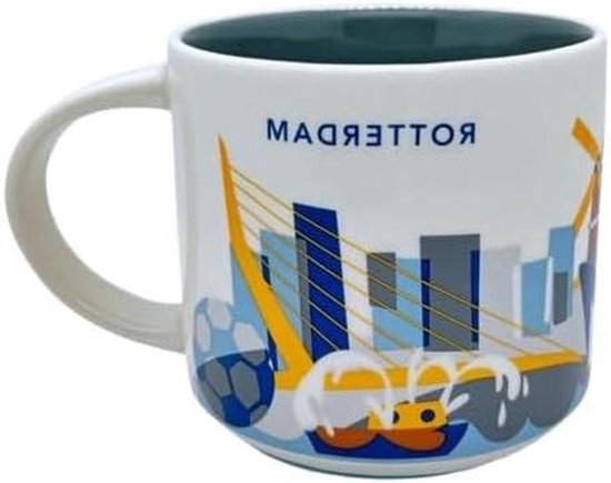 Rotterdam Mok - Koffie beker - Geniet van koffie - Stad thema - 14oz capaciteit - Bruin