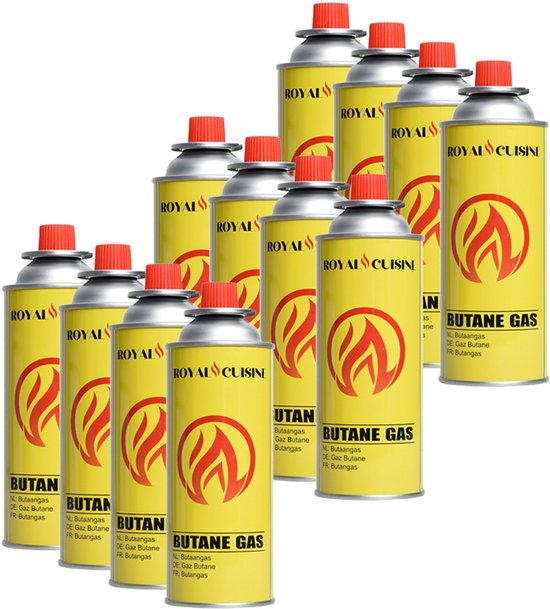 Royal Cuisine - 12x butaan gas - 227 gram - camping gasstel - gasstelletje noodpakket - camping gas - camping kooktoestel - butaan gasbussen van Merkloos