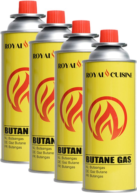 Royal Cuisine - 4x butaan gas - 227 gram - camping gasstel - gasstelletje noodpakket - camping gas - camping kooktoestel - butaan gasbussen van Merkloos