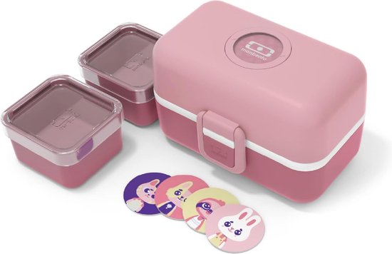 Roze Lunchbox Kinderen met 3 Compartimenten - Ideaal voor School en Picknick - Duurzame en Lekvrije Snacktrommel van Merkloos