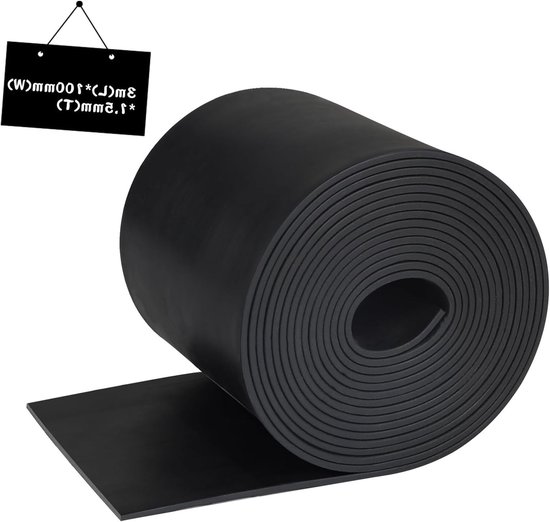 Rubber Strip en Neoprene Rubber Mat 100mm x 1.5mm x 3m - Duurzaam Rubberprofiel voor Onderlagen, Afsluitingen en Isolatie