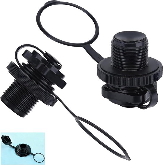 Rubberboot Ventiel - Luchtventiel Opblaasboot - Watersport Uitrusting - Betrouwbare Afdichting - 22 mm - Zwart