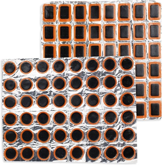 Rubberen Bandenpatches - Reparatieset Fietsband - Band Repareren - Duurzaam Rubber Materiaal - 96 Stuks - Zwart van Merkloos