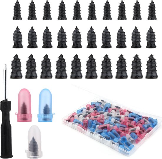 Rubberen Bandenreparatieset - Bandenschroeven Kit - Band Noodreparatie - 3 Maten Inclusief - 85 Stuks - Zwart