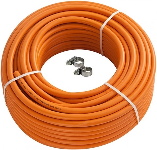 Rubberen Gasslang 5 Meter – Inclusief 2 Slangklemmen – Gasleiding van Merkloos