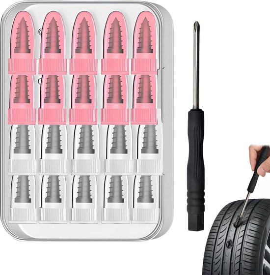 Rubberen Spijkers - Bandenset - Noodreparatie Banden - Lekvrije Grip - 20 Stuks - Zwart