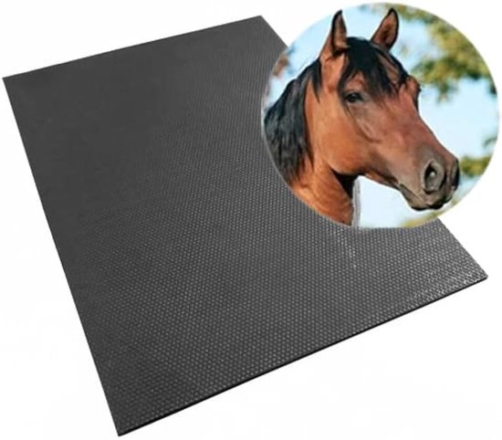 Rubberen stalmat - 90 x 120 cm - 17 mm - met antislip noppen - rubberen mat voor paard - Gemakkelijk schoon te maken en te knippen