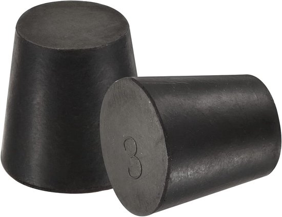 Rubberen Taps Toelopende Stop - Reageerbuis Afsluiter - Laboratorium Afdichting - Stevig Duurzaam Rubber - 18mm tot 24mm - Zwart van Merkloos