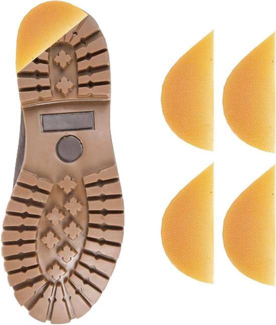 Rubberen Zoolreparatie - Hiel Patch - Schoenen Repareren - Antislip Ruitpatroon - 9 x 4 cm - Geel van Merkloos