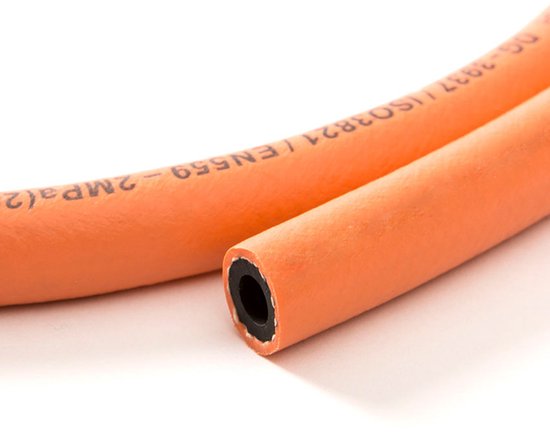 Rubbermagazijn | Propaanslang - Oranje | DN=6mm | Lengte = 10 meter |Flexibele gasslangen | Lage druk gasslang van Merkloos