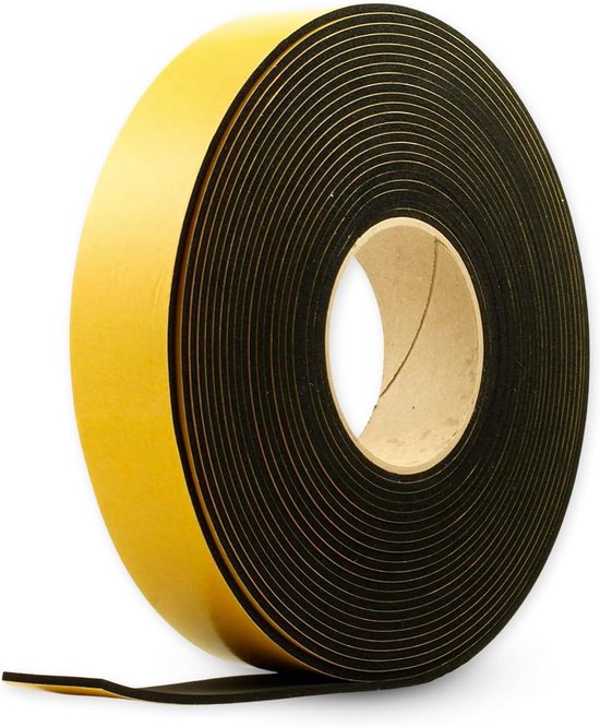 RUBBERTAPE 10MTS x 5CM x 3MM | AKOESTISCHE EN THERMISCHE ISOLATIE IDEAAL VOOR CAMER VAN CAMPING | VERWARMINGS- EN LUCHTSYSTEMEN (10MTS)