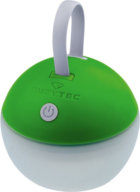 Rubytec Bulb USB lantaarn - 10.2 x ø 8 cm - 3 Lichtsterktes - Oplaadbaar via USB - Spatwaterdicht - Buitenlamp - Buitenverlichting - Geen Batterijen - Hanglantaarn - ABS - Campinglamp - Groen van Rubytec
