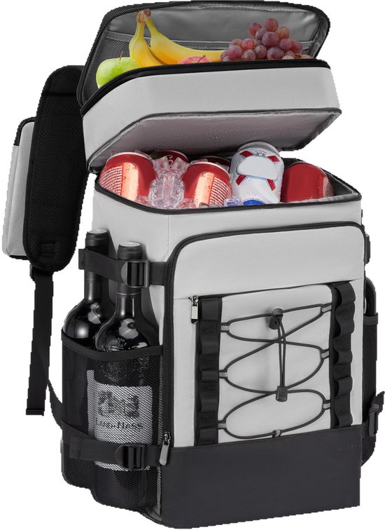 Rugzak - Koelrugzak - Koeltas - Geïsoleerde tas - Picknicktas - Unisex - Oxfordstof - Grijs van Merkloos