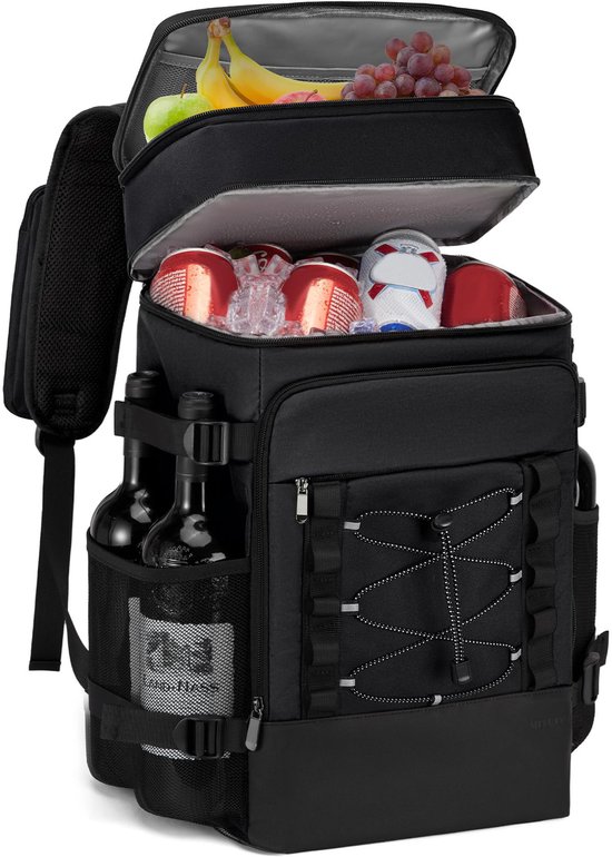 Rugzak - Koelrugzak - Koeltas - Geïsoleerde tas - Picknicktas - Unisex - Oxfordstof - Zwart van Merkloos