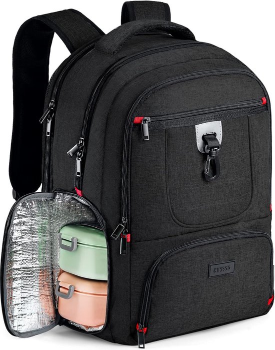 Rugzak voor heren, lunch-schoolrugzak voor jongens, 17,3 inch laptoptas tieners met USB-oplaadaansluiting, grote waterdichte dagrugzak voor werk, reizen, met anti-diefstaltas van FANDARE