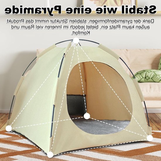 Ruime Katten Tent voor Grote Katten en Honden - Ademend, Wasbaar en Lichtgeel - Ideaal voor Binnengebruik en Comfortabele Schuilplek