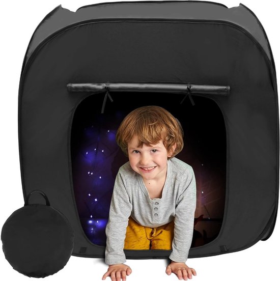 Ruime Kindertent voor Binnen en Buiten - Opvouwbare Donkerte Tent voor Sensory Spelletjes, 90 cm met Draagtas van Merkloos
