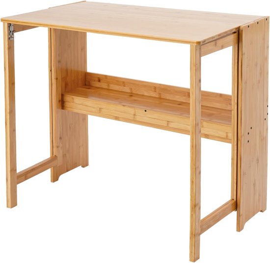Ruimtebesparende Klaptafel met Boekenkast - Ideaal voor Thuiswerk en Studie