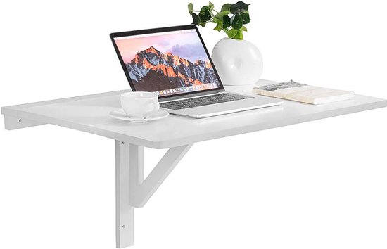 Ruimtebesparende Opklapbare Wandtafel 80 x 60 x 45 cm - Draagbare Verstelbare Klaptafel voor Laptop en Eetkamer