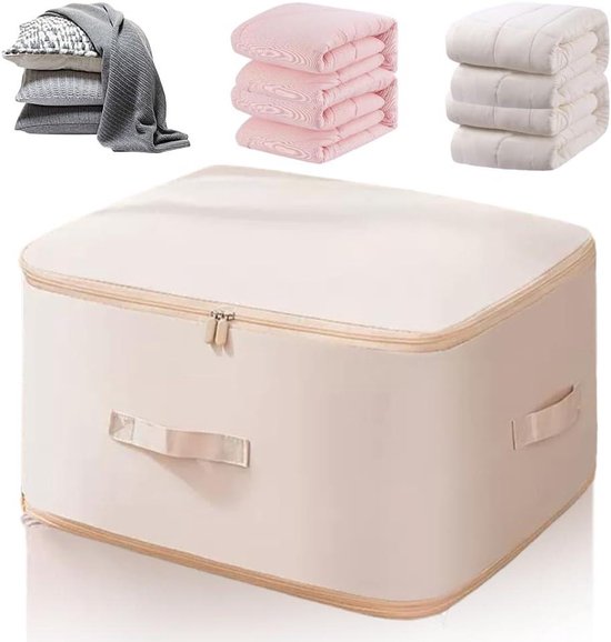 Ruimtebesparende Organizer - Opbergtas Dekbed - Efficiënt Opbergen - 3-laags Compressie - XL 50cm - Beige van Merkloos