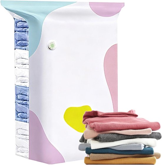 Ruimtebesparende Tassen - Vacuümzakken Compressie - Kleding Opbergen - Zonder Pomp Comprimerend - XL 80x60x30cm - Kleurrijk