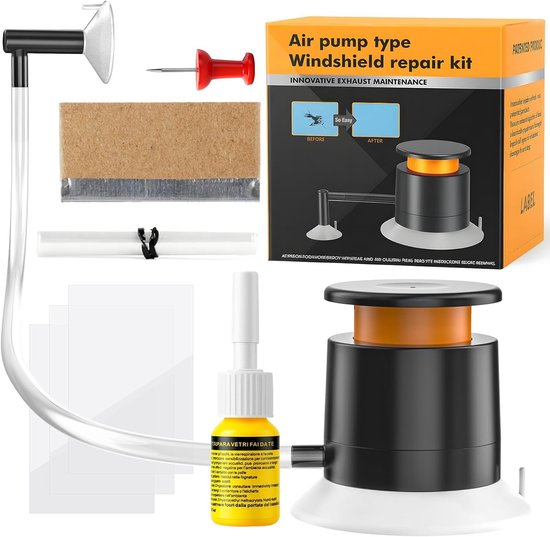 Ruit Reparatie Kit - Glas Herstel Set - Auto Voorruit - Zonder UV Lamp - 7.6 x 5.9 cm van Merkloos