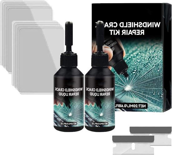 Ruitreparatieset - Glas reparatie kit - Sterretjes en barsten repareren - Verbeterde harsformule - 20ml - Doorzichtig van Merkloos