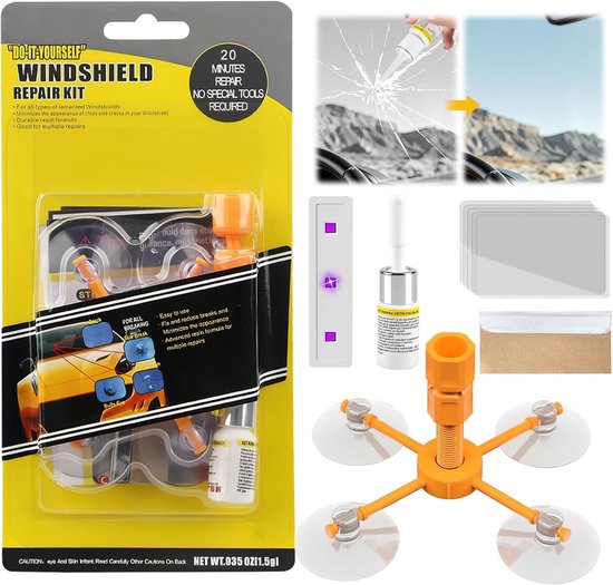 Ruitreparatieset Voorruit Steenslag Reparatie Kit met UV-Lamp van Merkloos