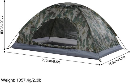 Rumi Campingtent - 1/2 Persoons Ultralight Campingtent - Enkellaags Draagbare Wandeltent - Anti-UV-coating - Voor Buiten Strandvissen - Waterafstotend materiaal - ideaal voor snelle kampeertrips van Rumi