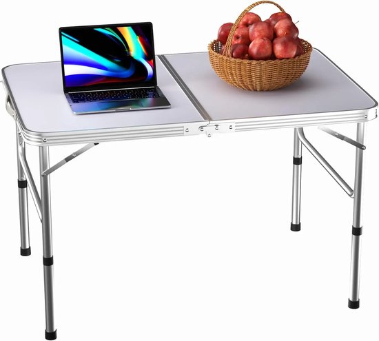 Rumi Inklapbare tafel - Vouwtafel Wit - Campingtafel - Klaptafel - Inklapbaar - Aluminium Klaptafel Draagbare Computer Bureau Camping Outdoor Picknick Party Tafel - 2 Versnellingen Verstelbare Hoogte 67/37 cm