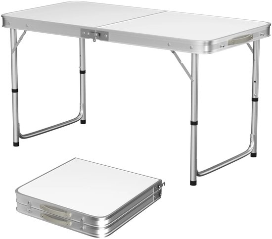 Rumi Vouwtafel - inklapbare plooitafel - klaptafel - tafel 120x60cm - Aluminium opvouwbare campingtafel - mini-bijzettafel - Vouwtafel lichtgewicht reistafel voor kamperen -