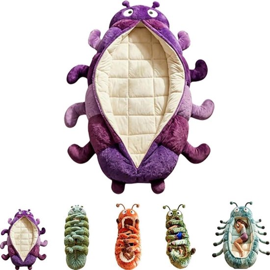 Rups Slaapzak - Knuffel Cocon - Ontspannen Thuis - Pluche Coconstructuur - 180x70cm - Paars